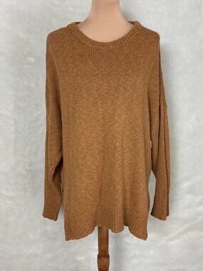 Jenni Kayne Cruise Cocoon Cotton Linen Brown Sweater Plus Size 1X
